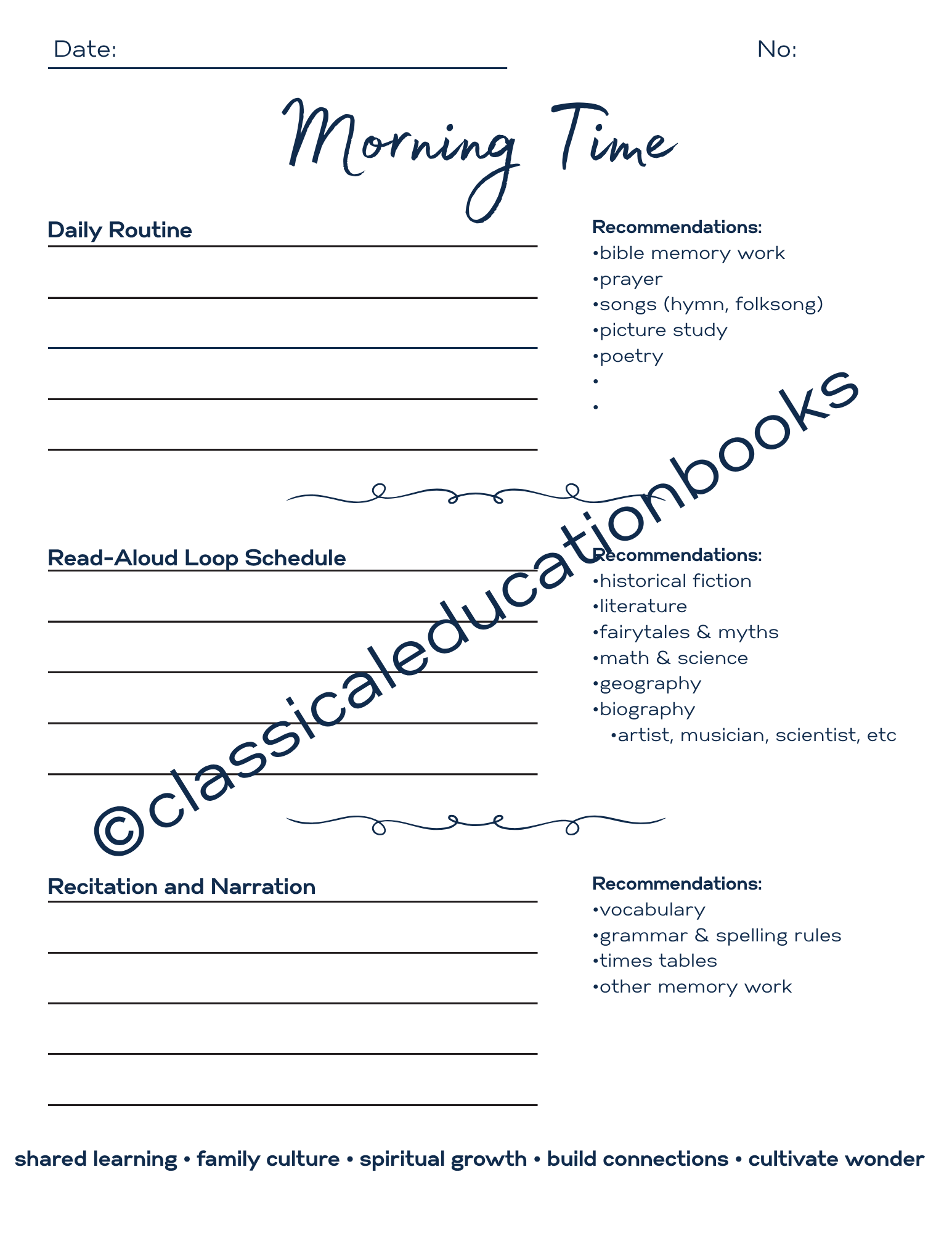 Morning Time Planner